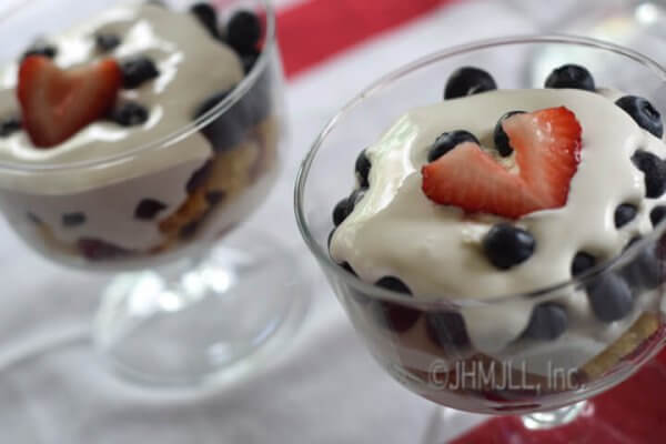 Red, White and Blue Trifle, berry trifle