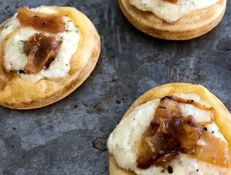 caramelized onion and pear tartelettes